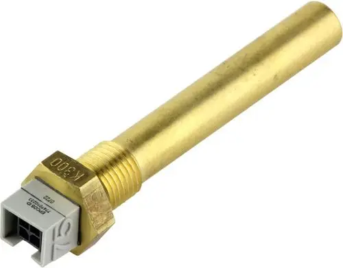 Bosch Fühler, aus Metall mit einem zylindrischen, langen Körper und einem Anschlussstecker. Das Produkt hat eine sechseckige Basis.